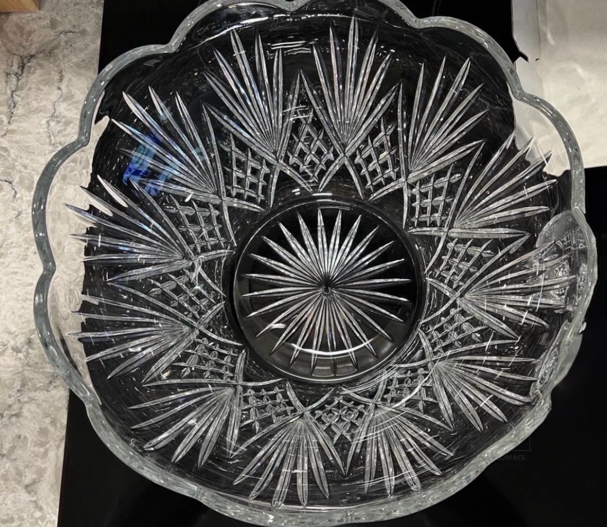 Vintage Bohemian Hand Cut Crystal Punch Bowl - photo 2