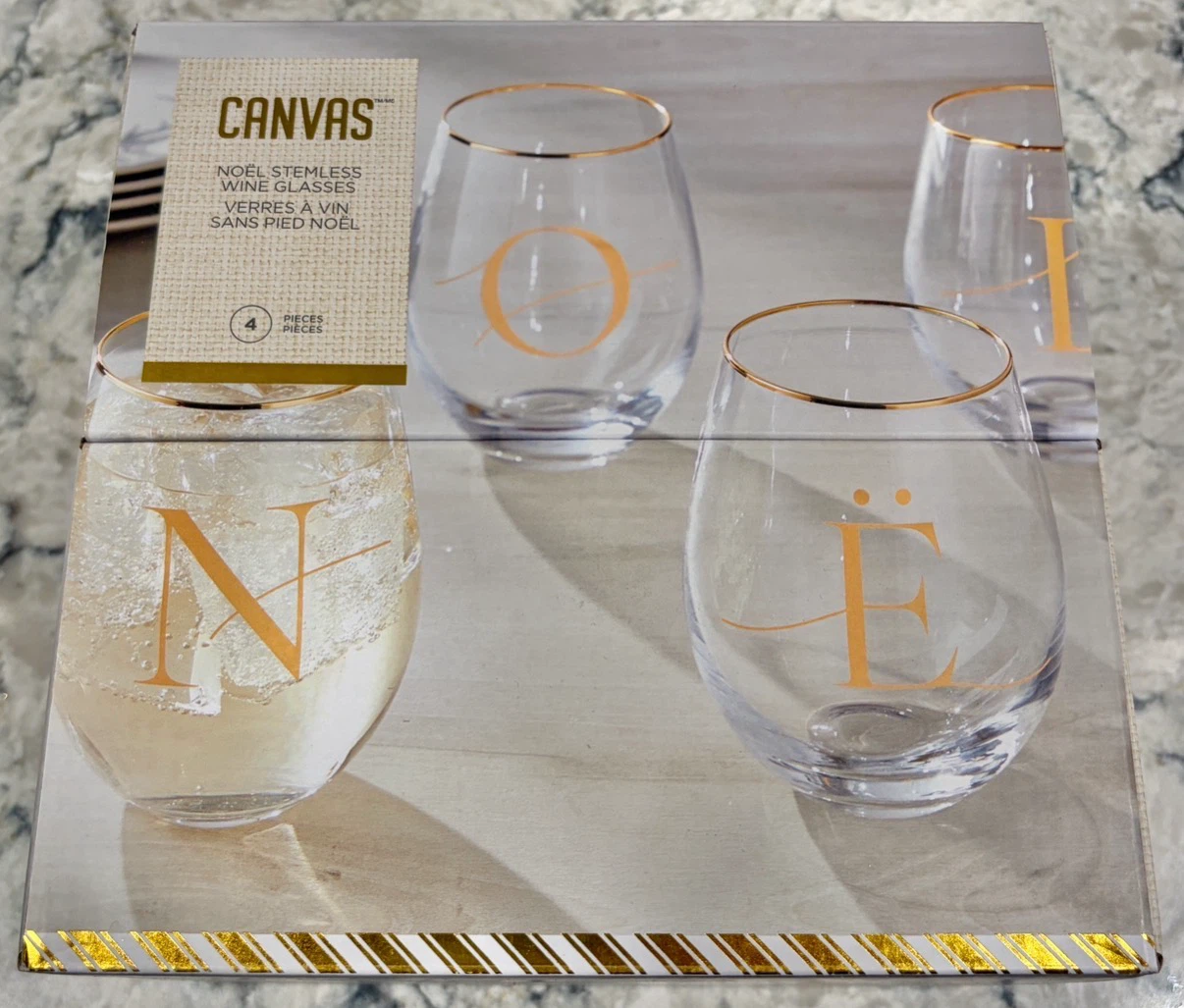 (New)CANVAS Noël Stemless Wine Glasses Set of 4