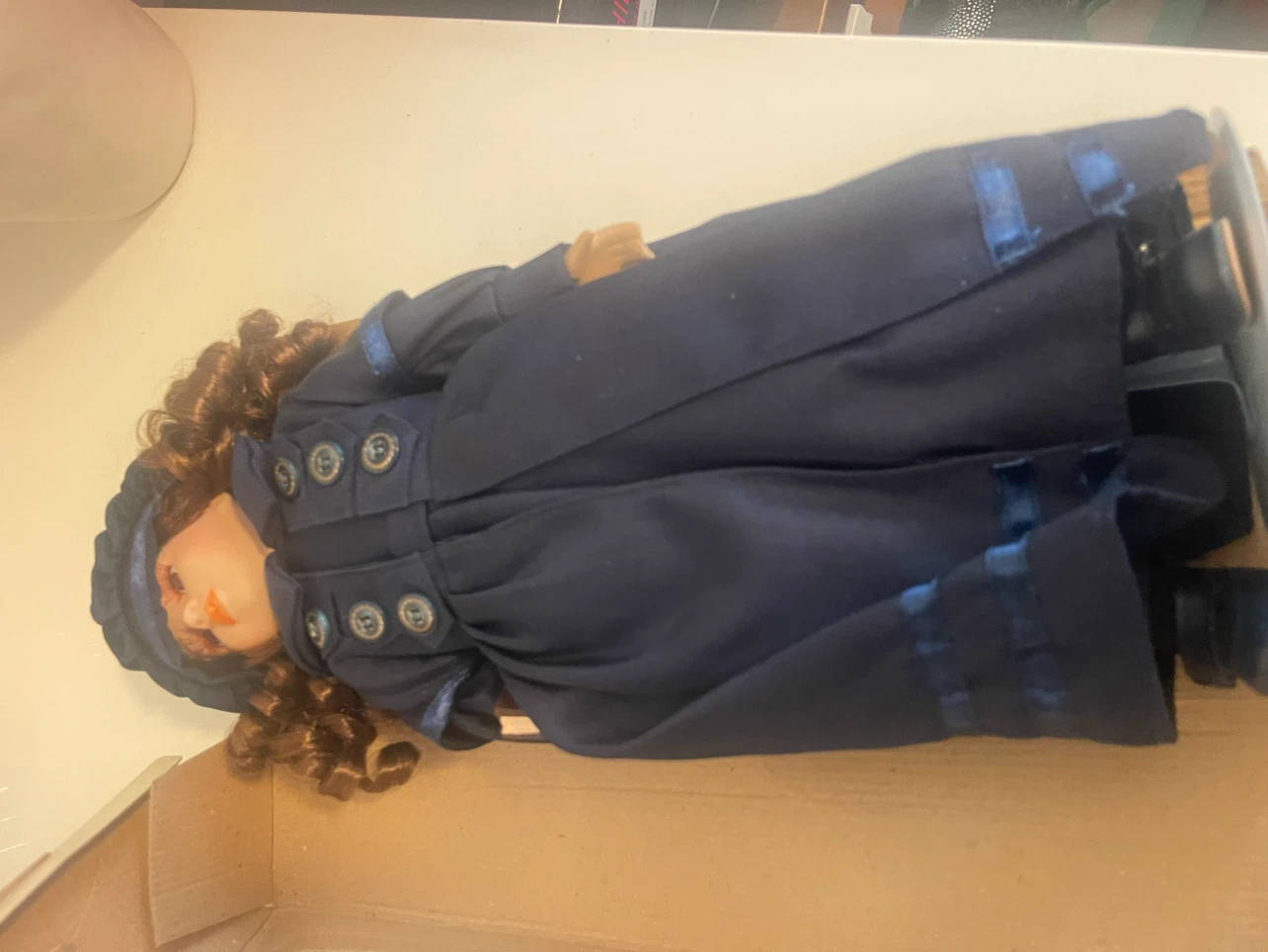 Decorative Doll in Navy Coat and Hat