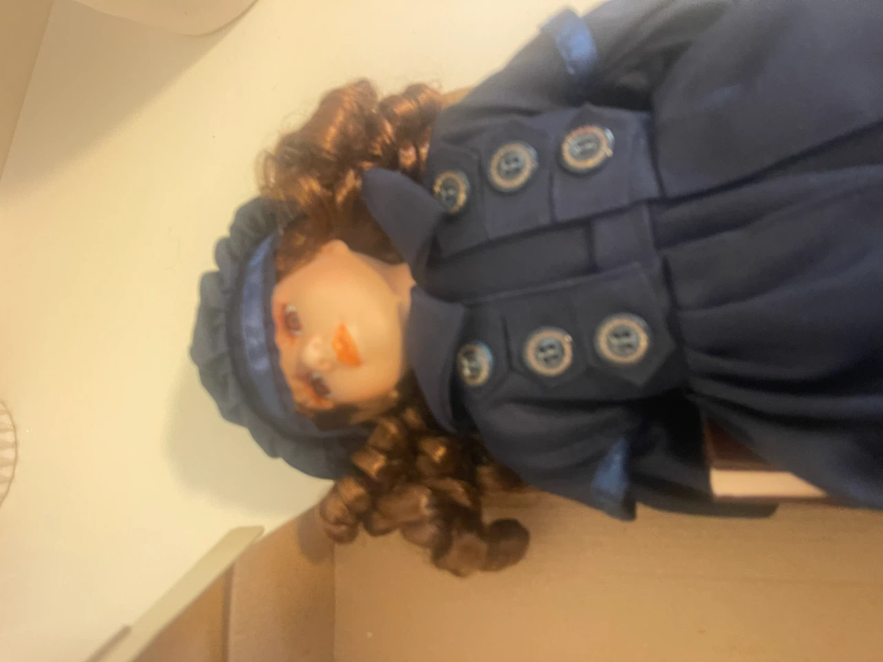 Decorative Doll in Navy Coat and Hat - photo 3
