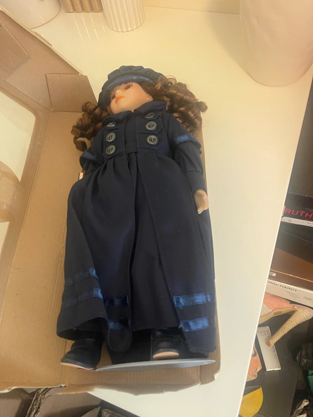Decorative Doll in Navy Coat and Hat - photo 5