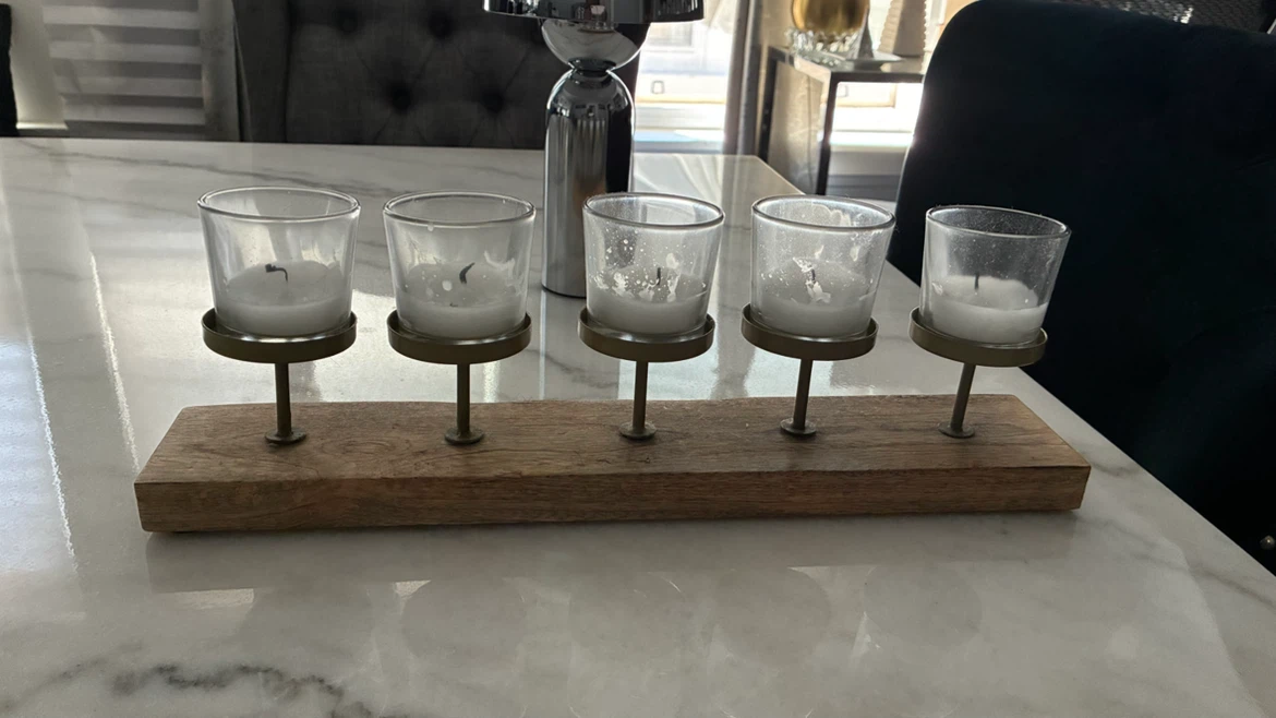 Wooden Base 5-Tealight Candle Holder