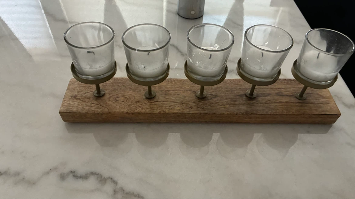 Wooden Base 5-Tealight Candle Holder - photo 2