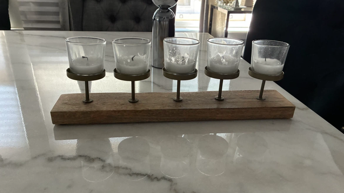 Wooden Base 5-Tealight Candle Holder - photo 3