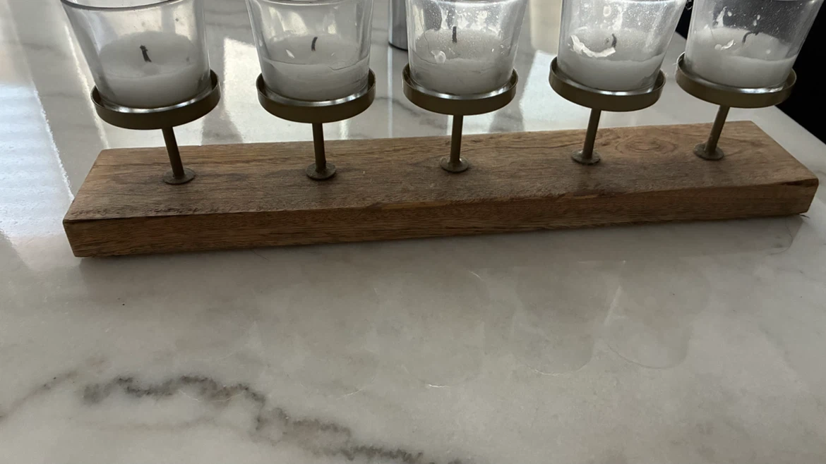 Wooden Base 5-Tealight Candle Holder - photo 5