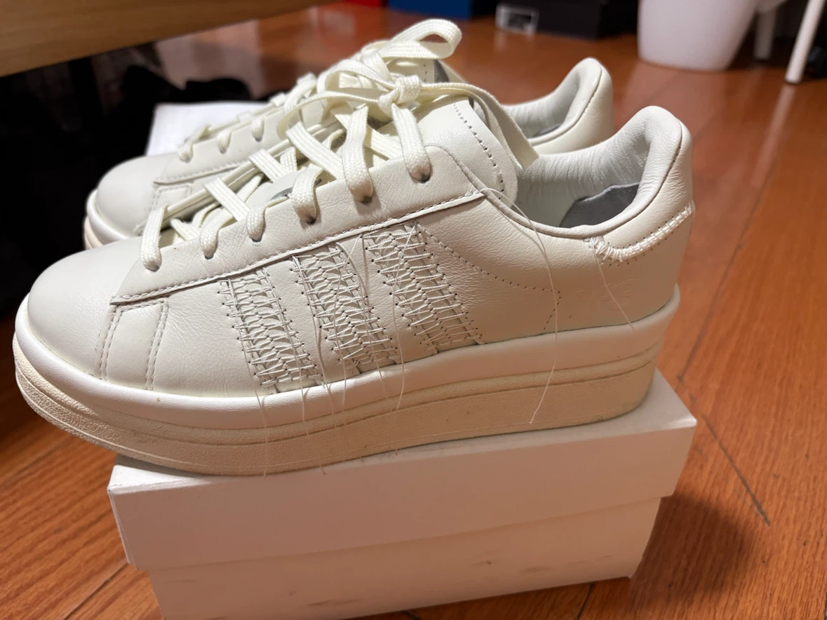 Y-3 Cream Leather Platform Sneakers - photo 2