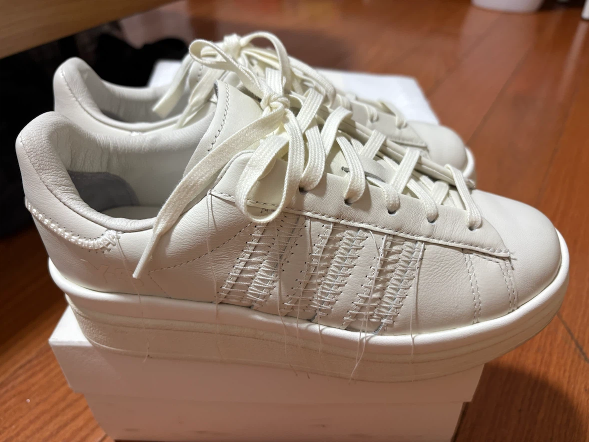 Y-3 Cream Leather Platform Sneakers - photo 3