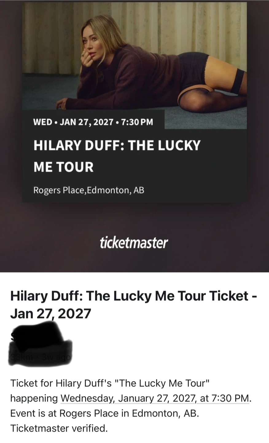 Hilary Duff: The Lucky Me Tour Ticket - Jan 27, 2027
