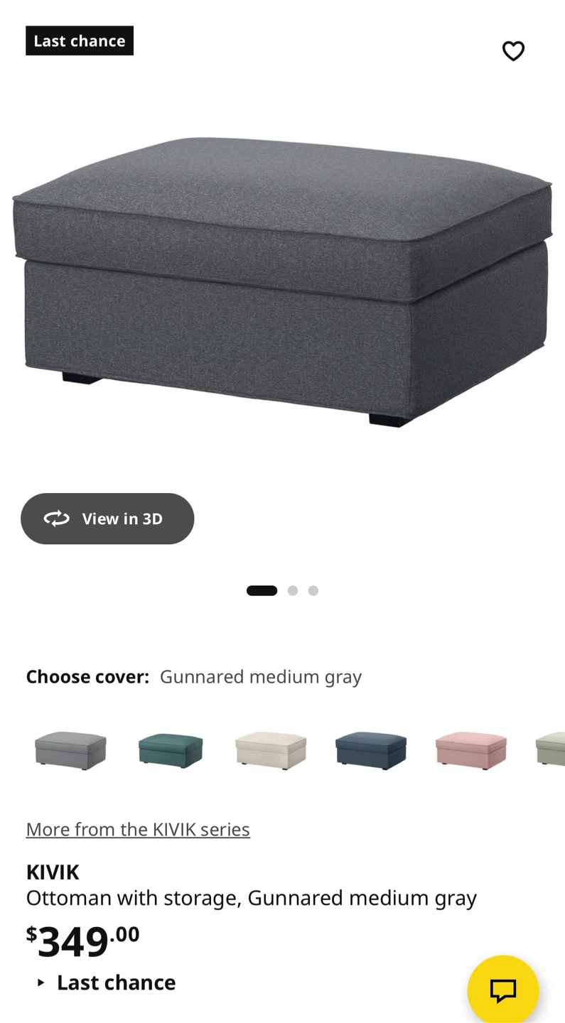 IKEA KIVIK Ottoman with storage Gunnared Dark Grey - photo 2