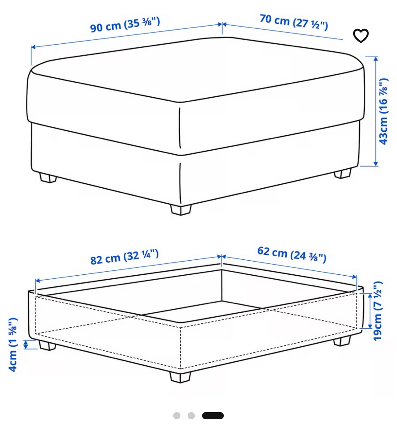 IKEA KIVIK Ottoman with storage Gunnared Dark Grey - photo 3