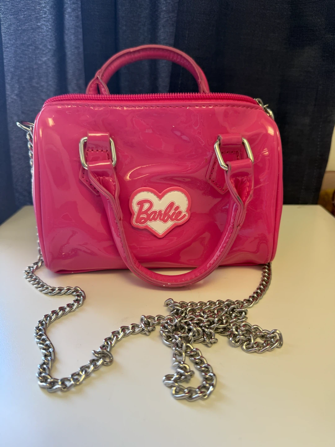 Barbie Pink Patent Barrel Purse