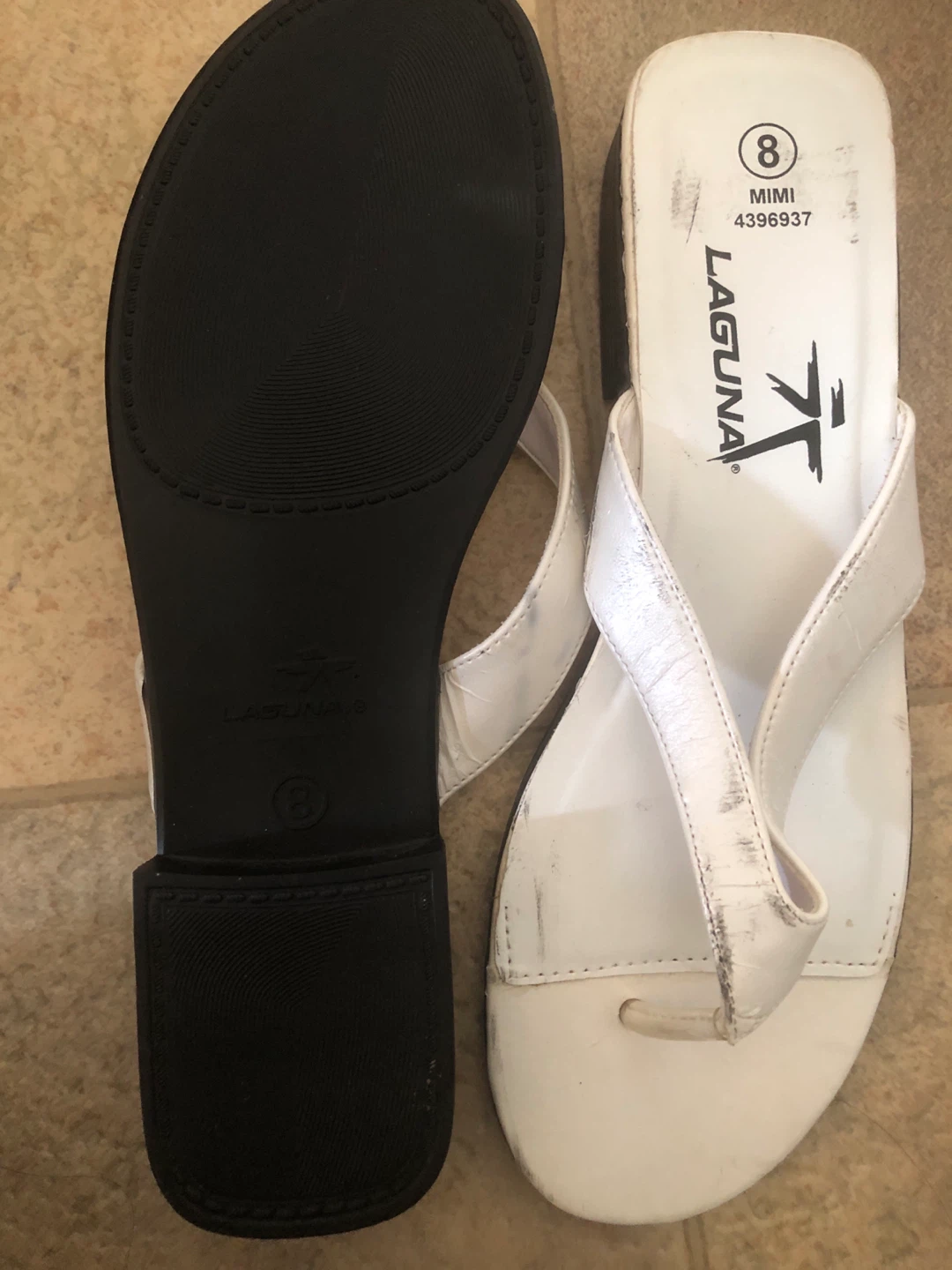 Laguna White Flip Flops Size 8 - photo 2