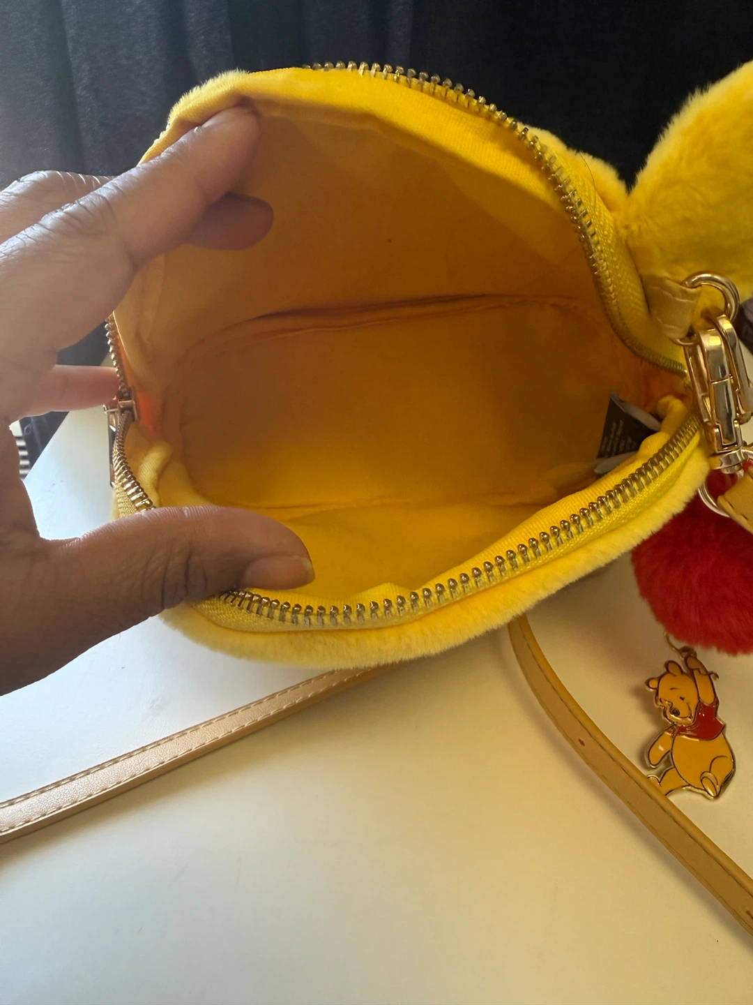 Yellow Winnie the Pooh Plush Crossbody Bag with Charm - photo 3