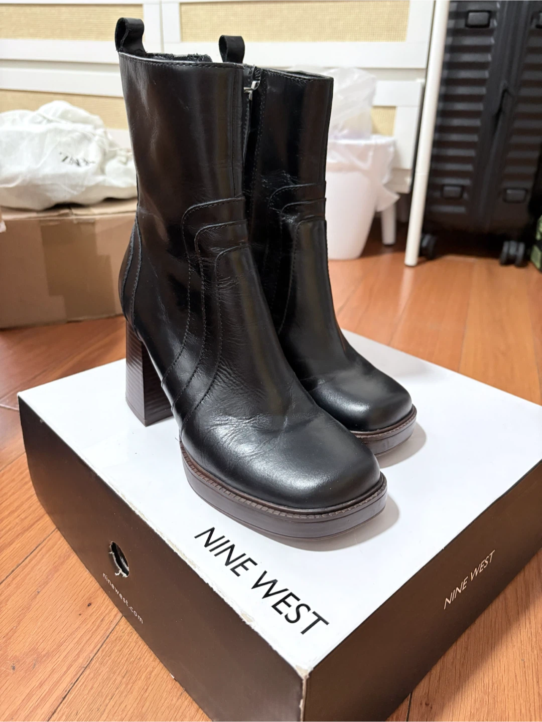 Nine West Black Leather Boots Size 7M