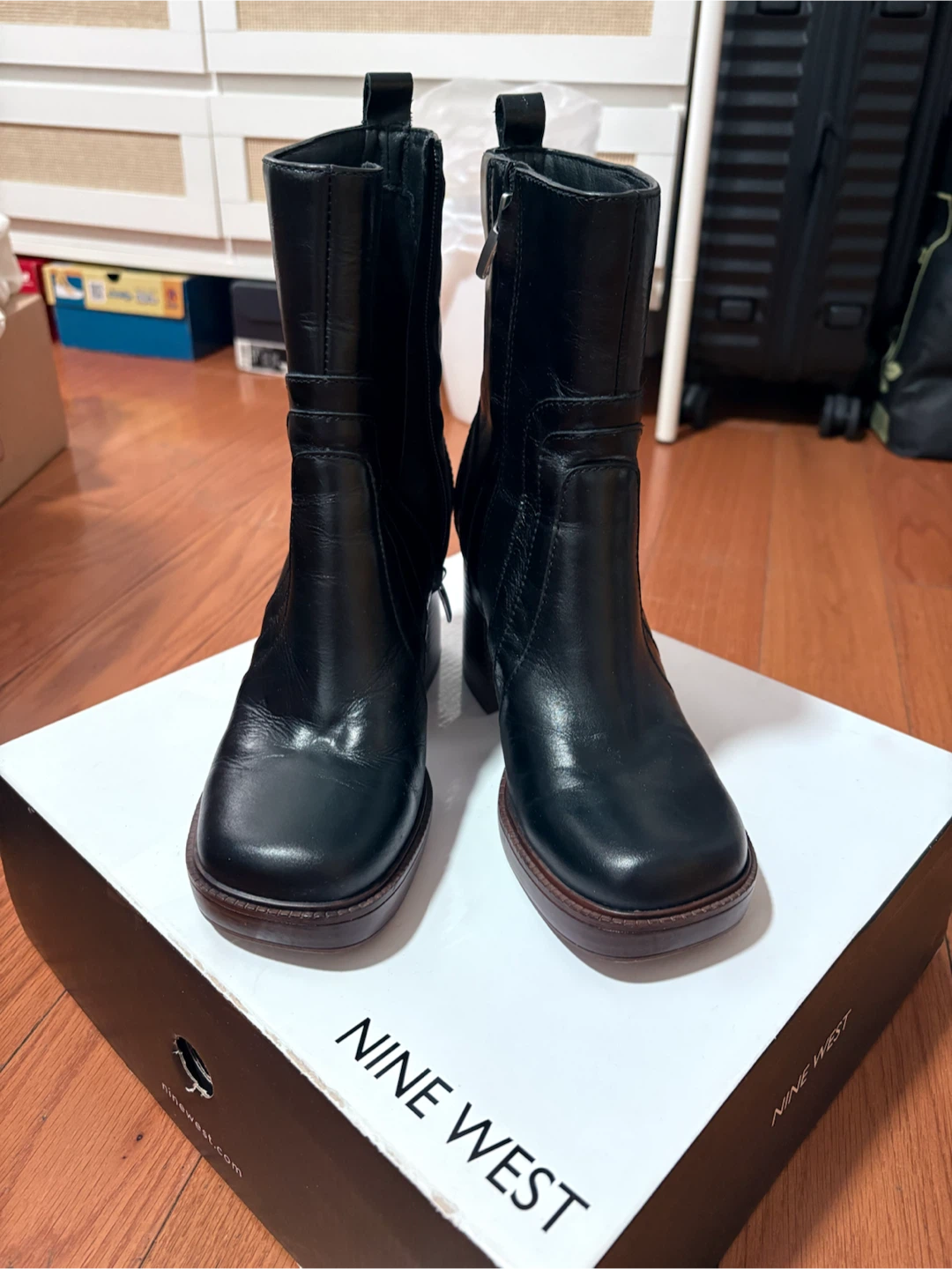 Nine West Black Leather Boots Size 7M - photo 2