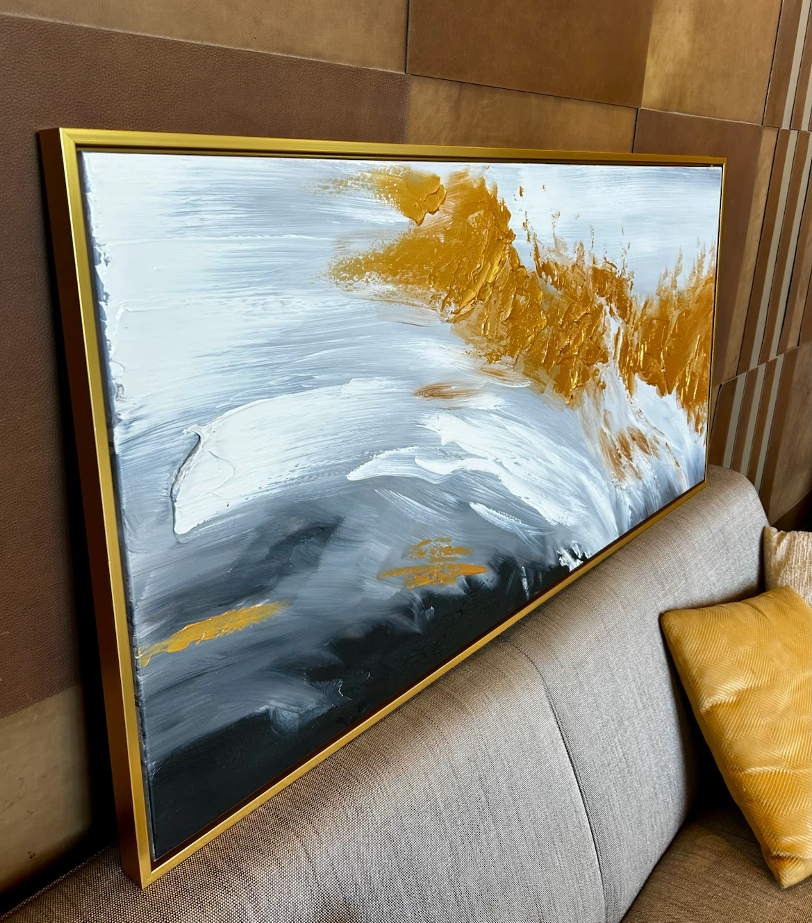 MOVING SALE Abstract Gold and Gray Textured Wall Art - photo 2