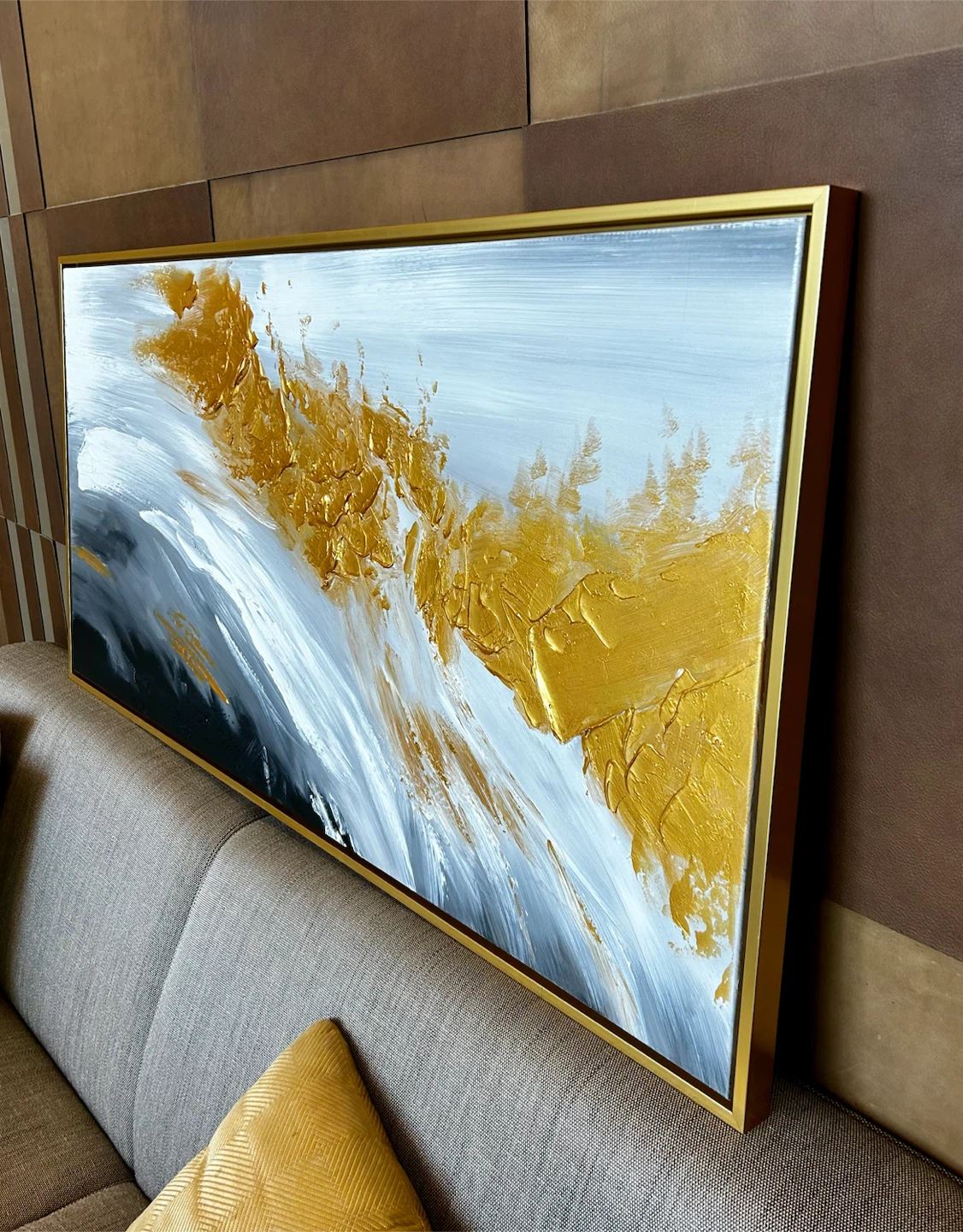 MOVING SALE Abstract Gold and Gray Textured Wall Art - photo 3