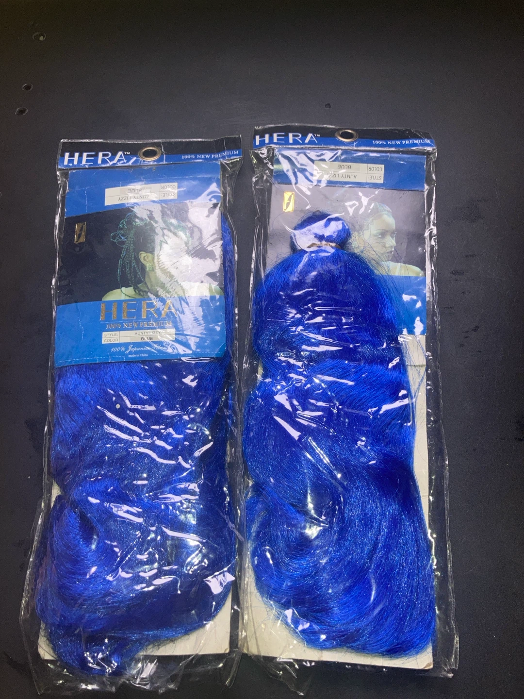 Blue braiding extension hair