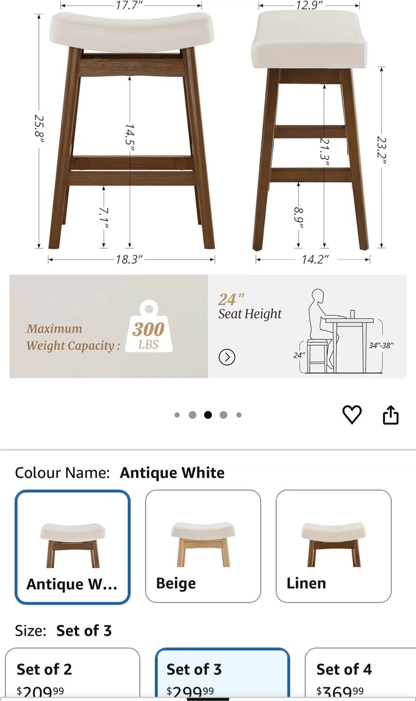 24" Counter Height Barstools - Set of 3 - photo 2