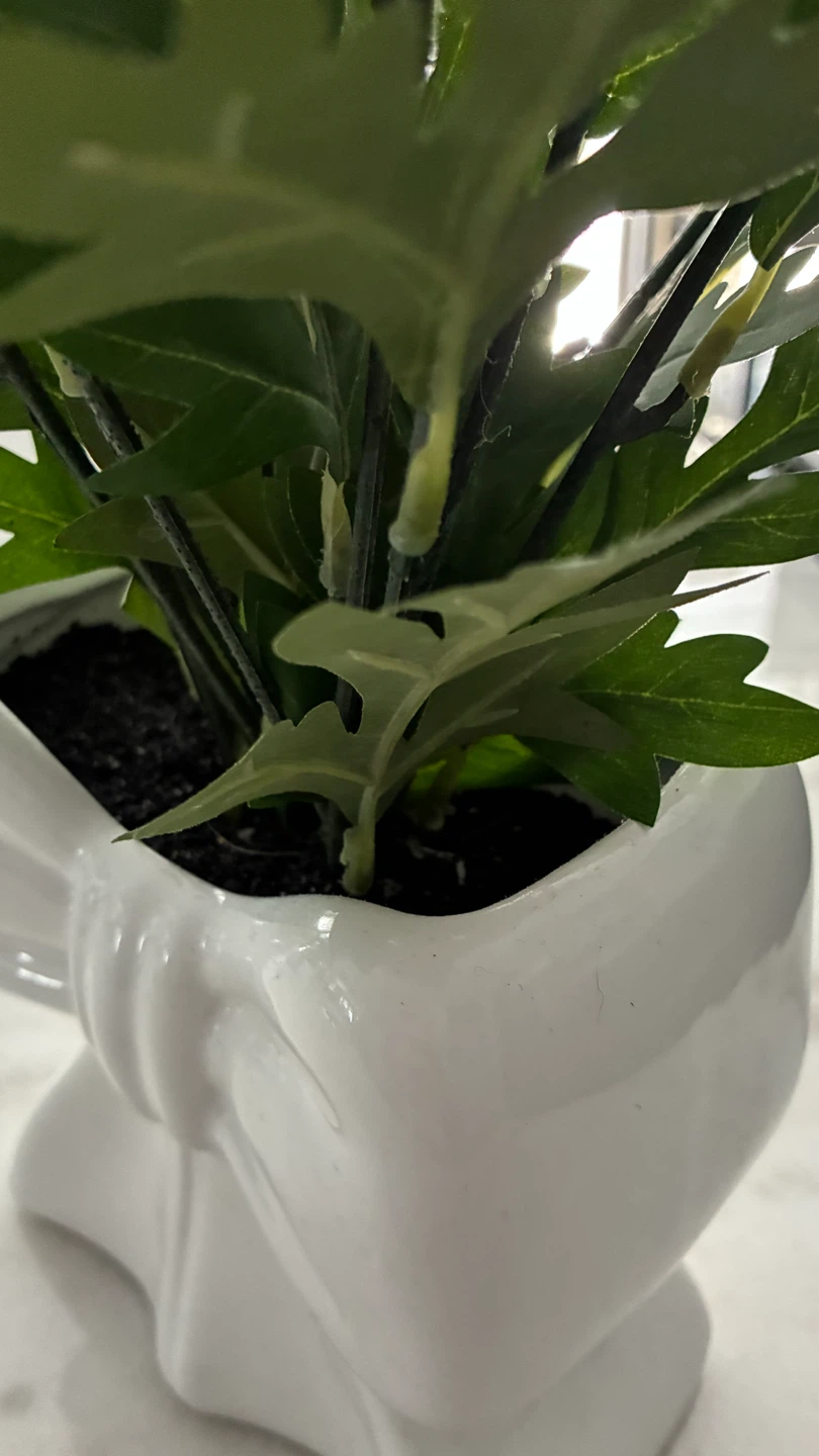 White Ceramic Bow Vase with Artificial Flowers - photo 3