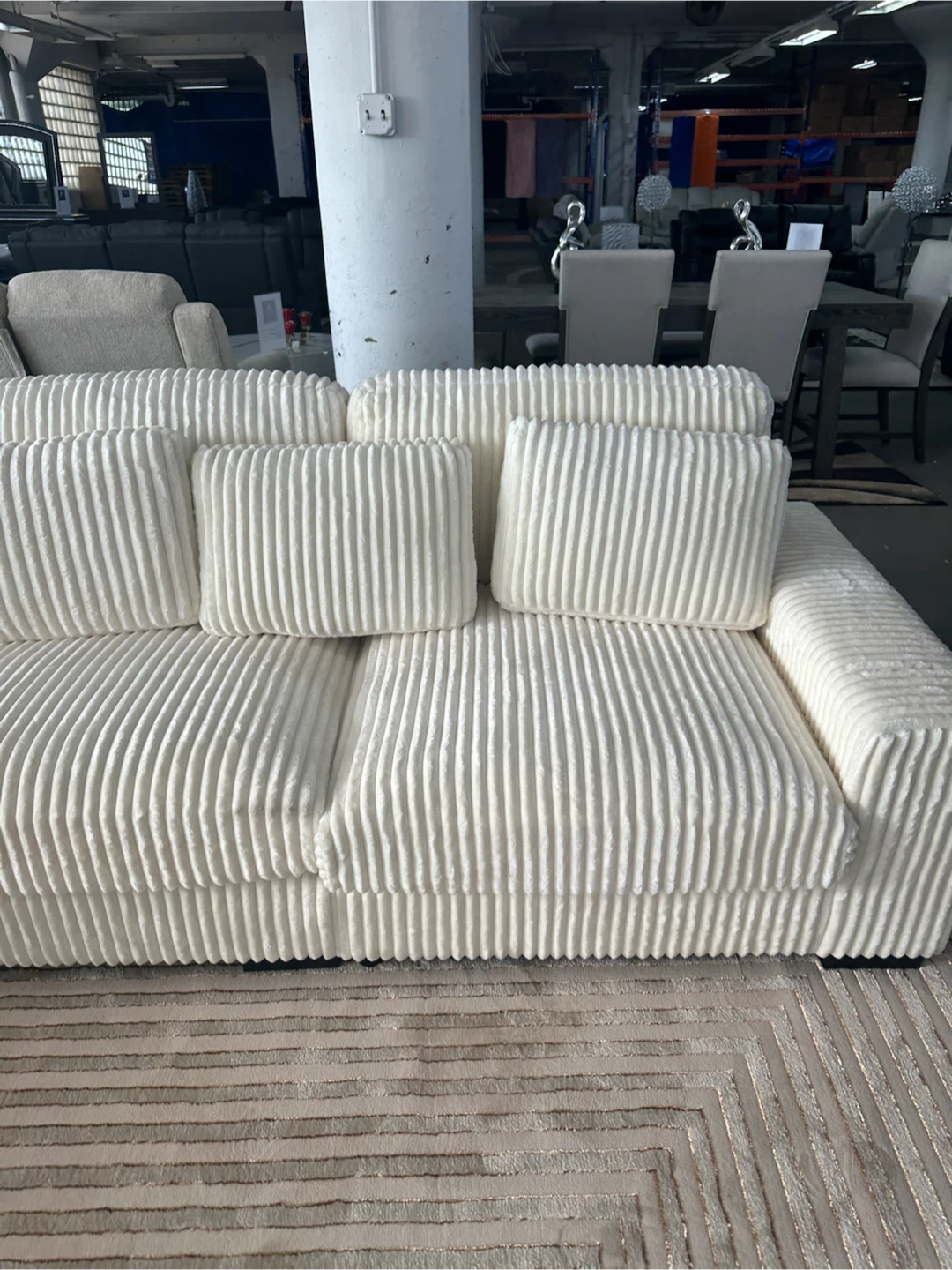 Cream Corduroy Sectional Sofa - photo 2