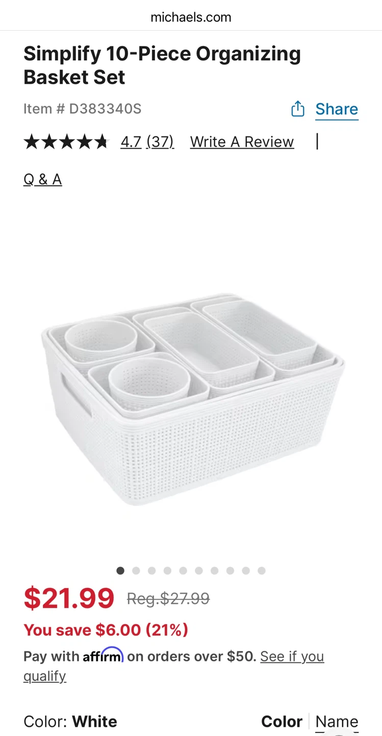 White 10-Piece Organizing Basket Set - photo 2