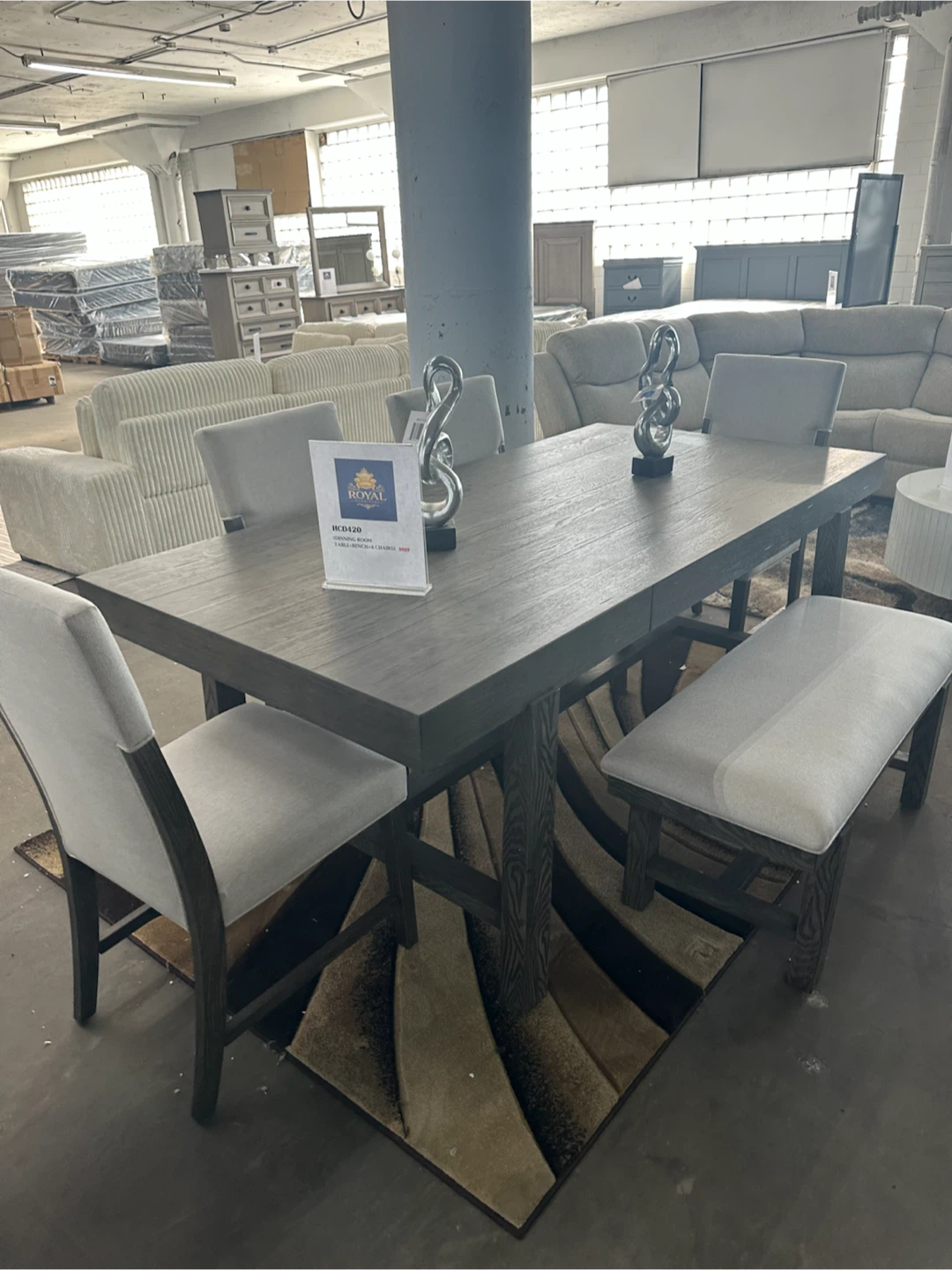 Royal Dining Room Table Set with Chairs and Bench