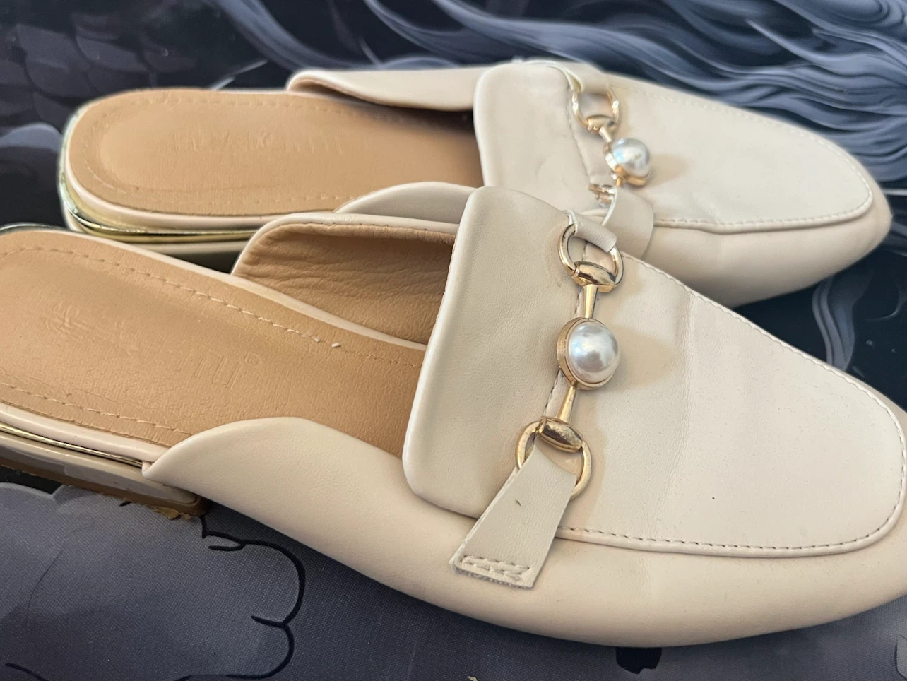 Women's Cream Mule Loafers