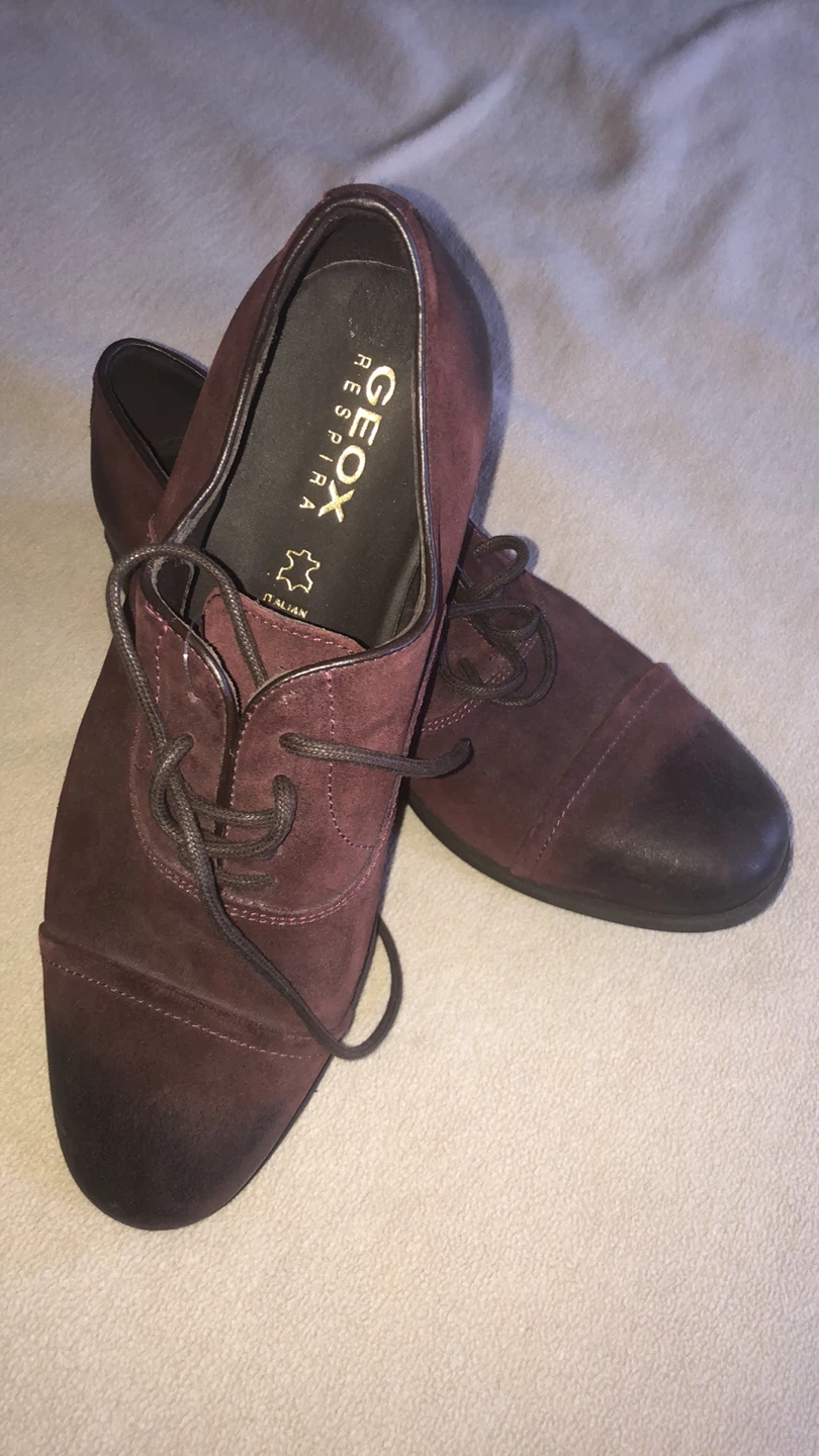 Brand new GEOX Respiro Burgundy Suede Oxford Shoes 41