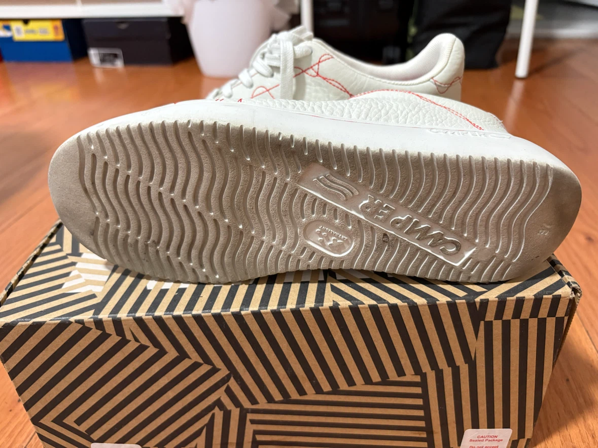 Camper White Leather Sneakers with Red Stitching - photo 4