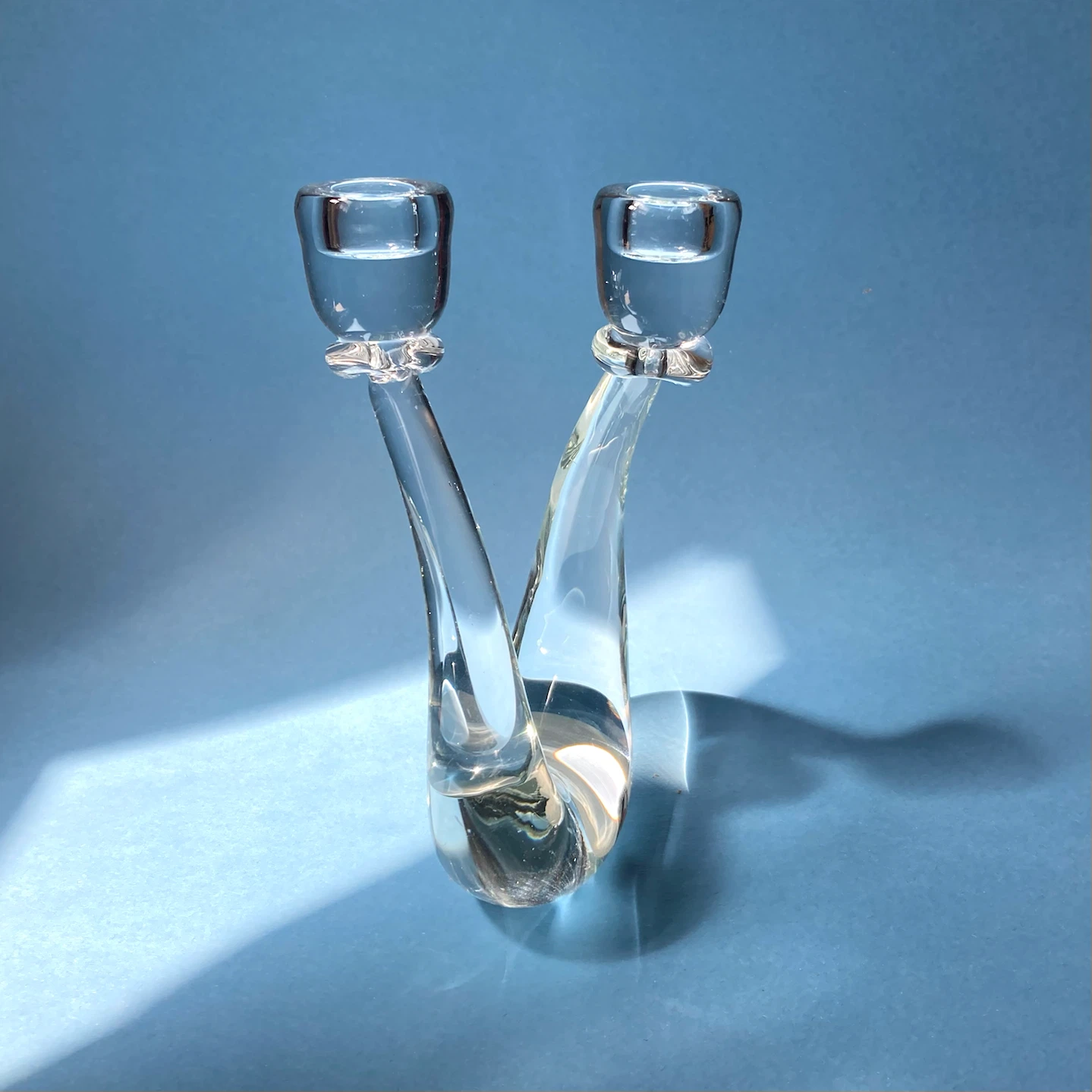 Vintage Postmodern Czech Art Glass Candelabra - photo 3