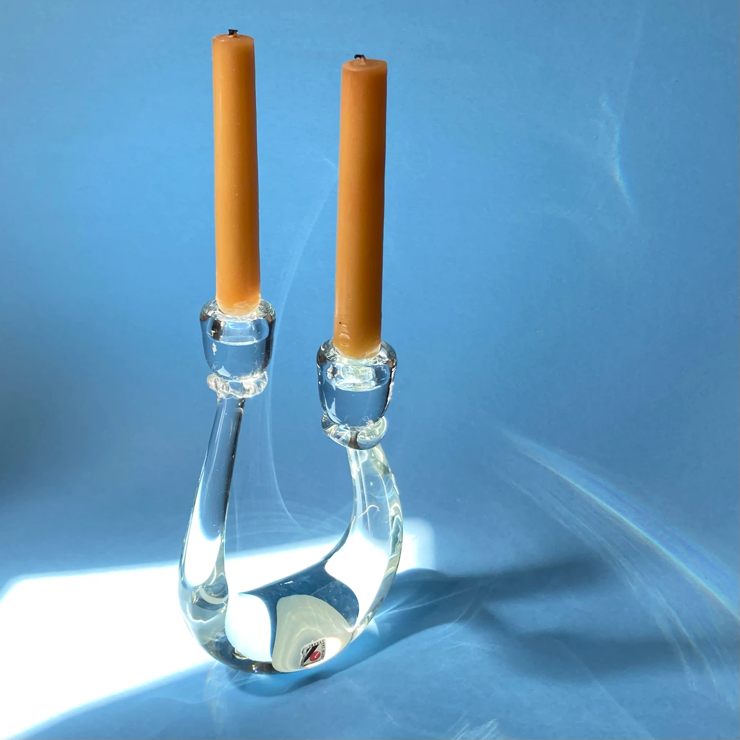 Vintage Postmodern Czech Art Glass Candelabra