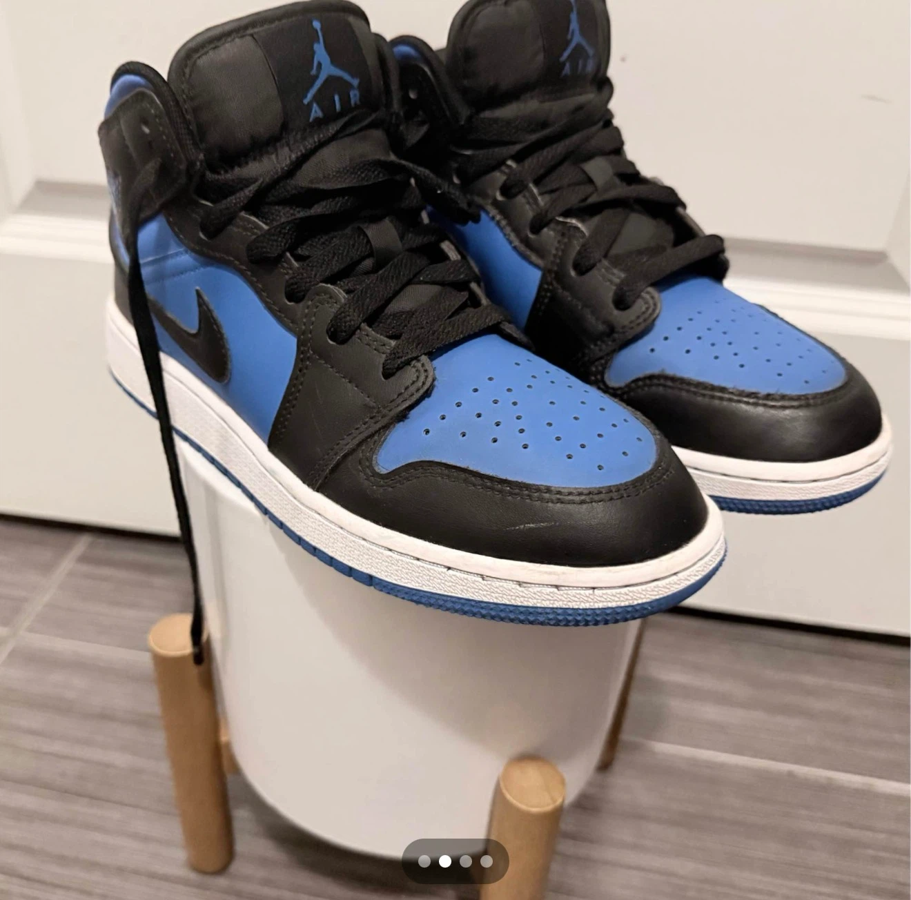 Air Jordan 1 Mid Blue Black Sneakers - photo 3