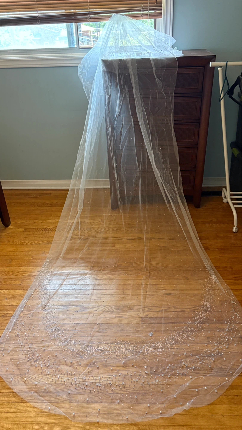 Wedding Veil with Pearls and Sparkle