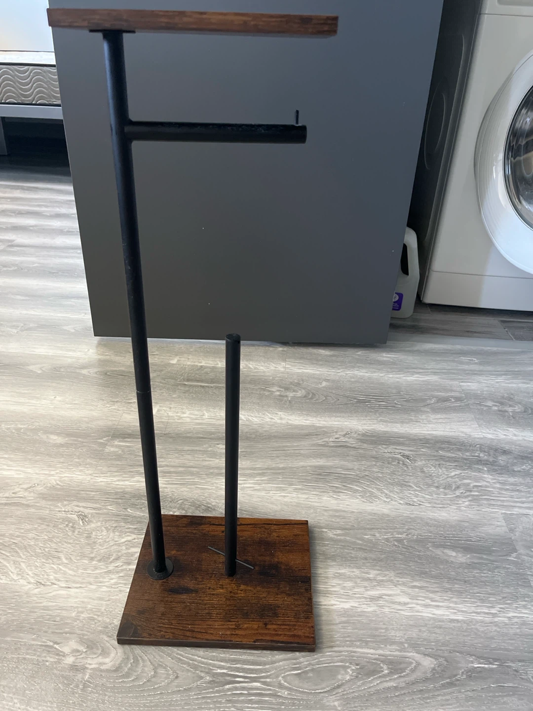Freestanding Toilet Paper Holder with Wood Top