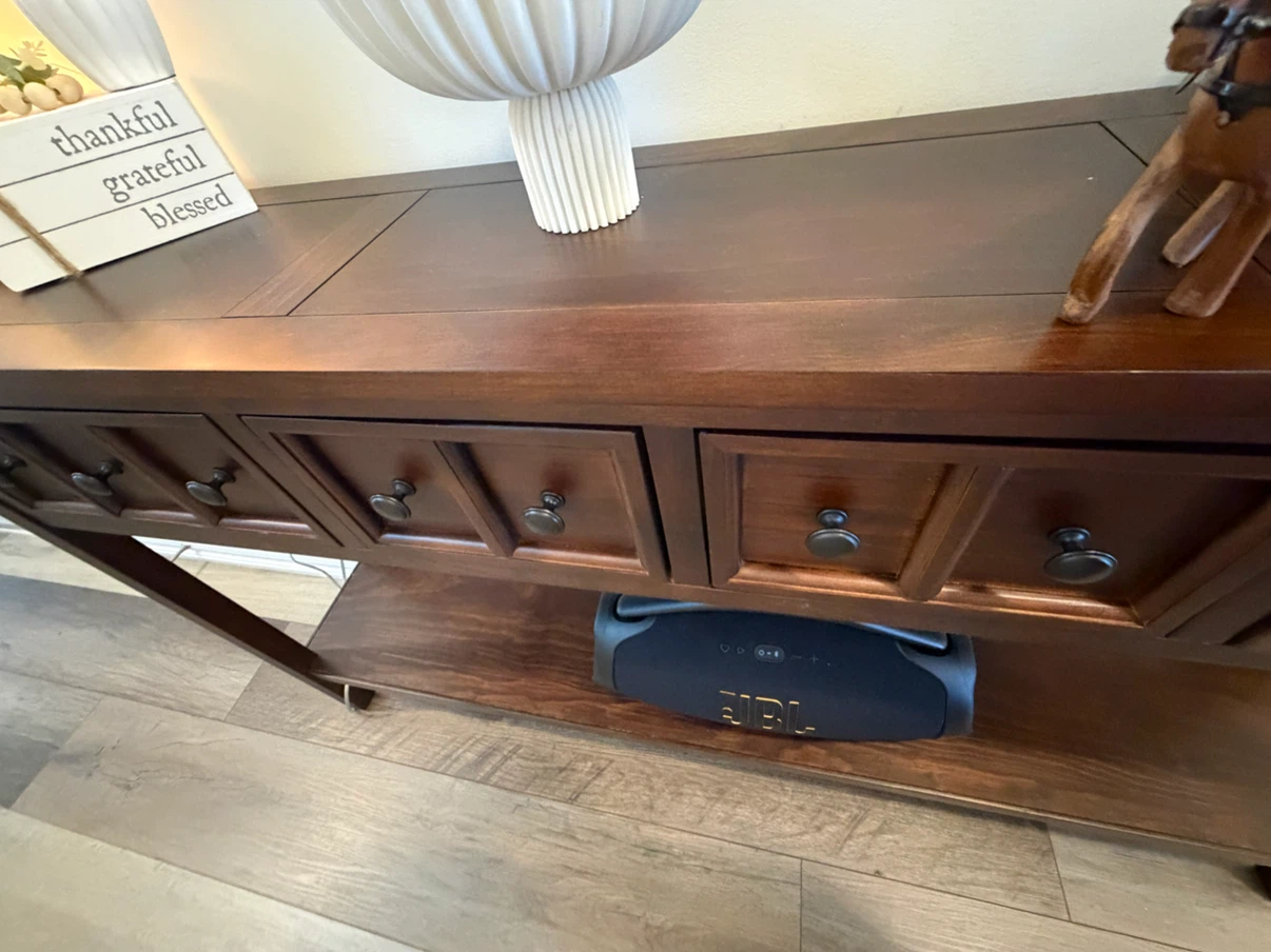 Dark solid  Wood Console Table with Drawers - photo 4