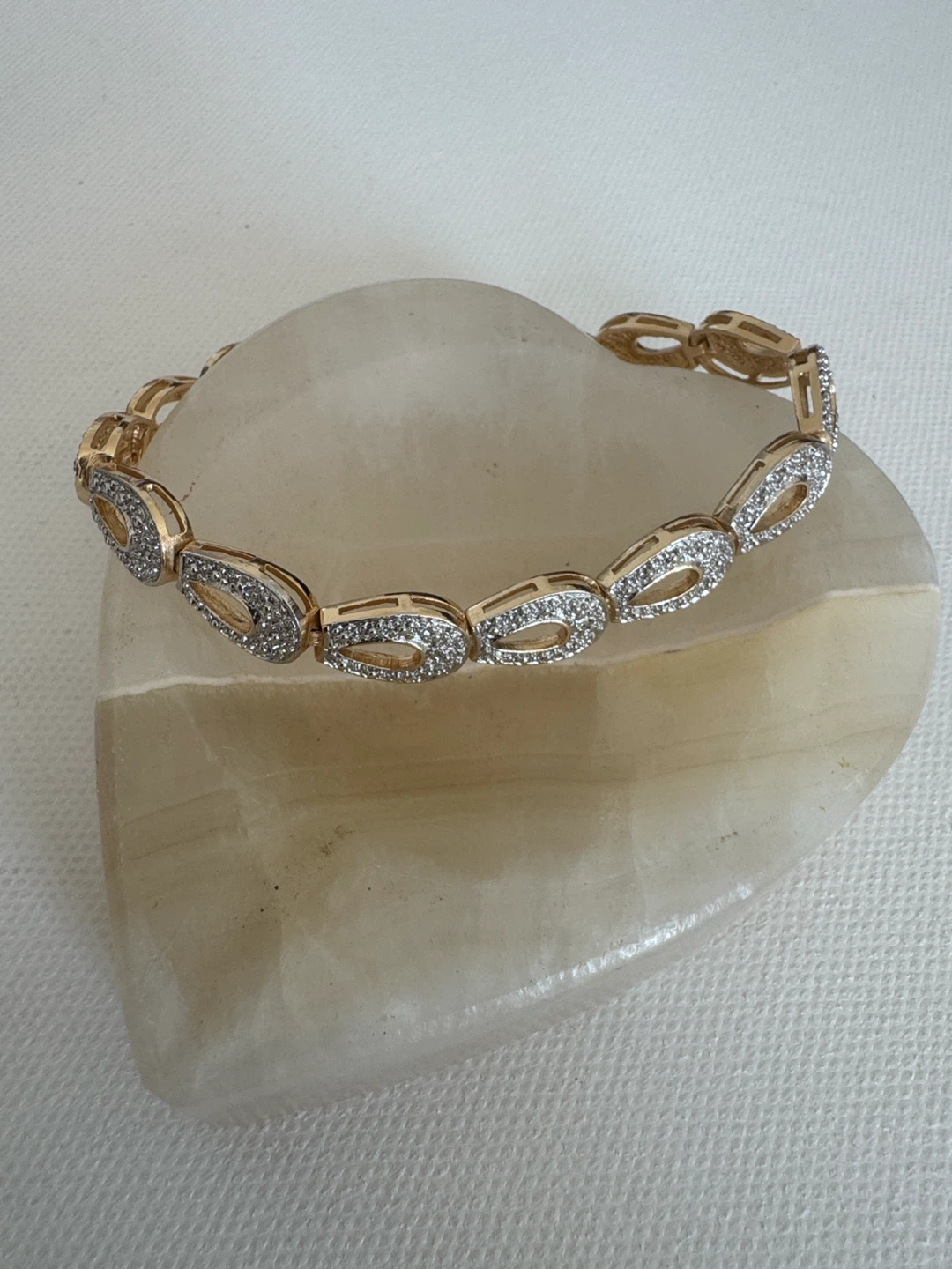 Sterling Silver Diamond Teardrop Link Tennis Bracelet