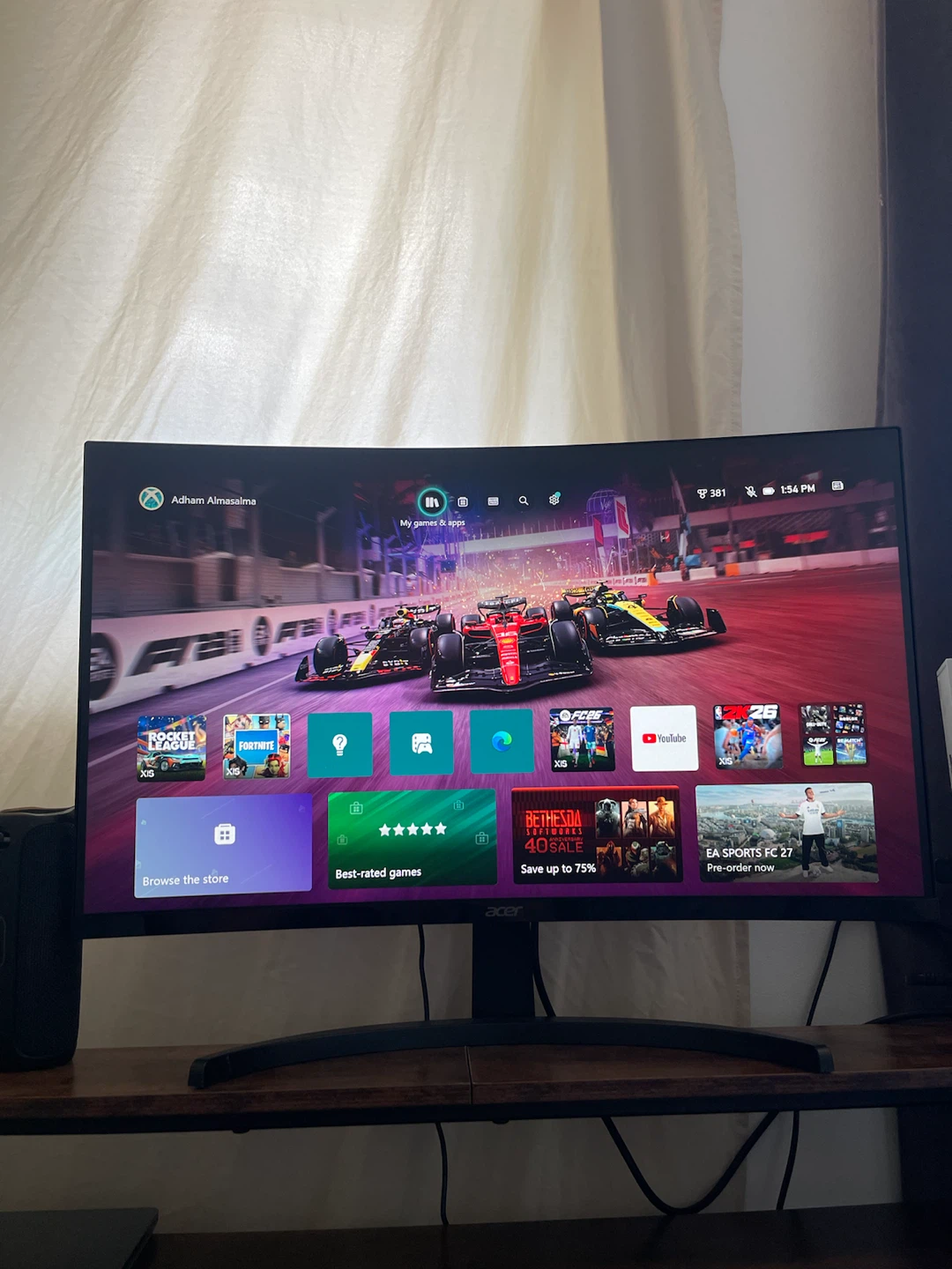 Acer Curved Gaming Monitor 180hz