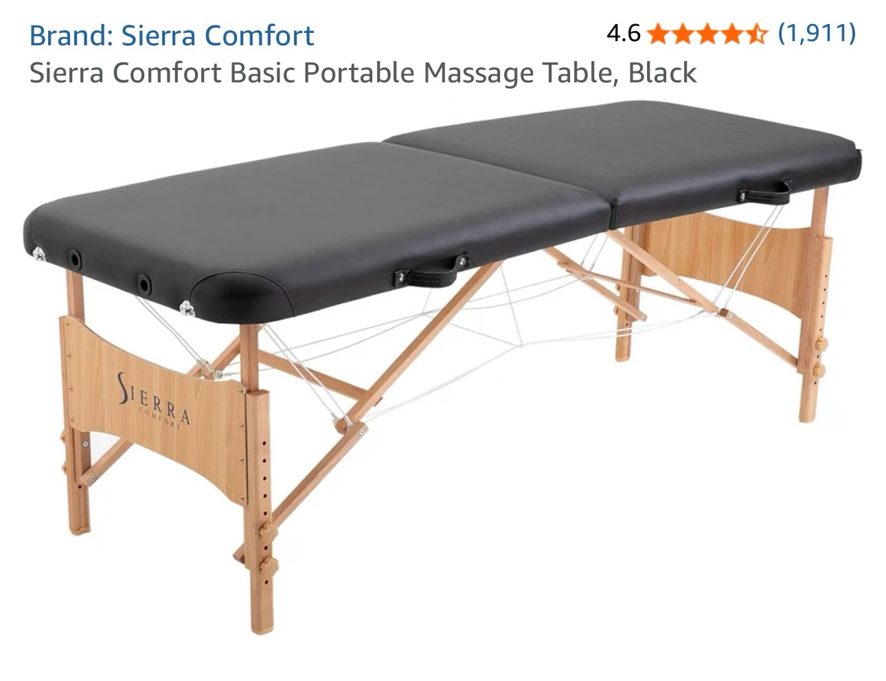 Sierra Comfort Basic Portable Massage Table, Black