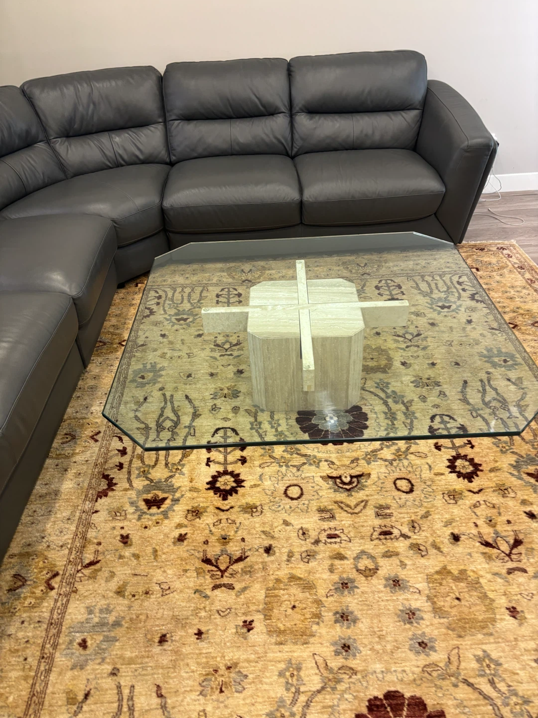 Glass Coffee Table with Pedestal Base
