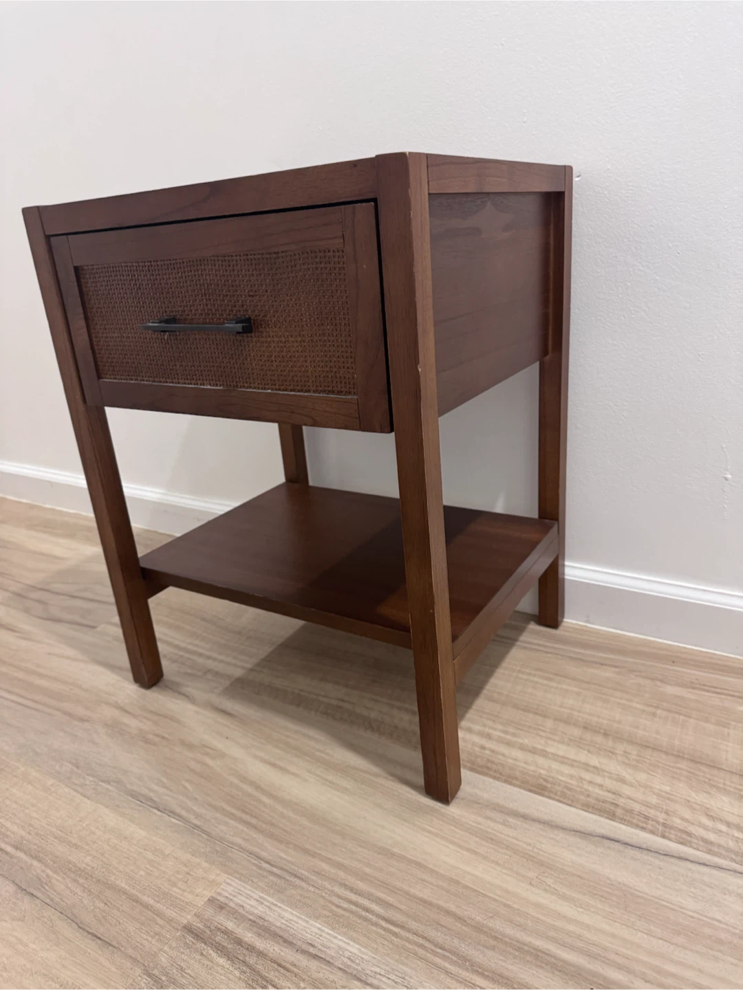 Wooden Nightstand with Drawer and Shelf