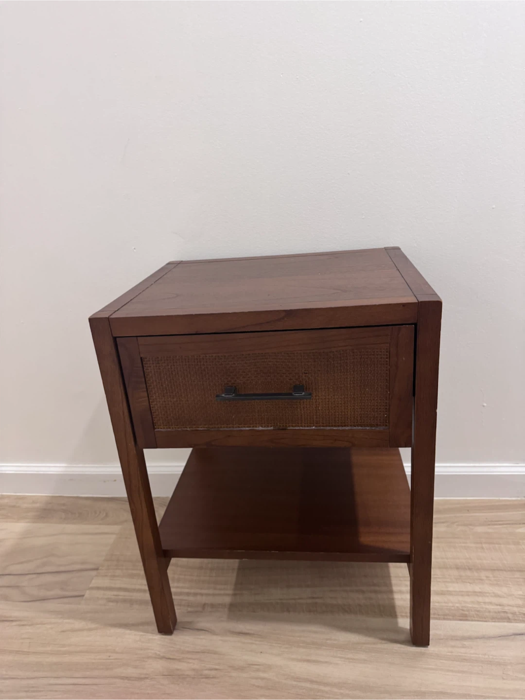 Wooden Nightstand with Drawer and Shelf - photo 3