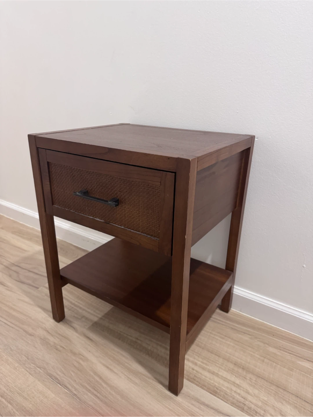 Wooden Nightstand with Drawer and Shelf - photo 4