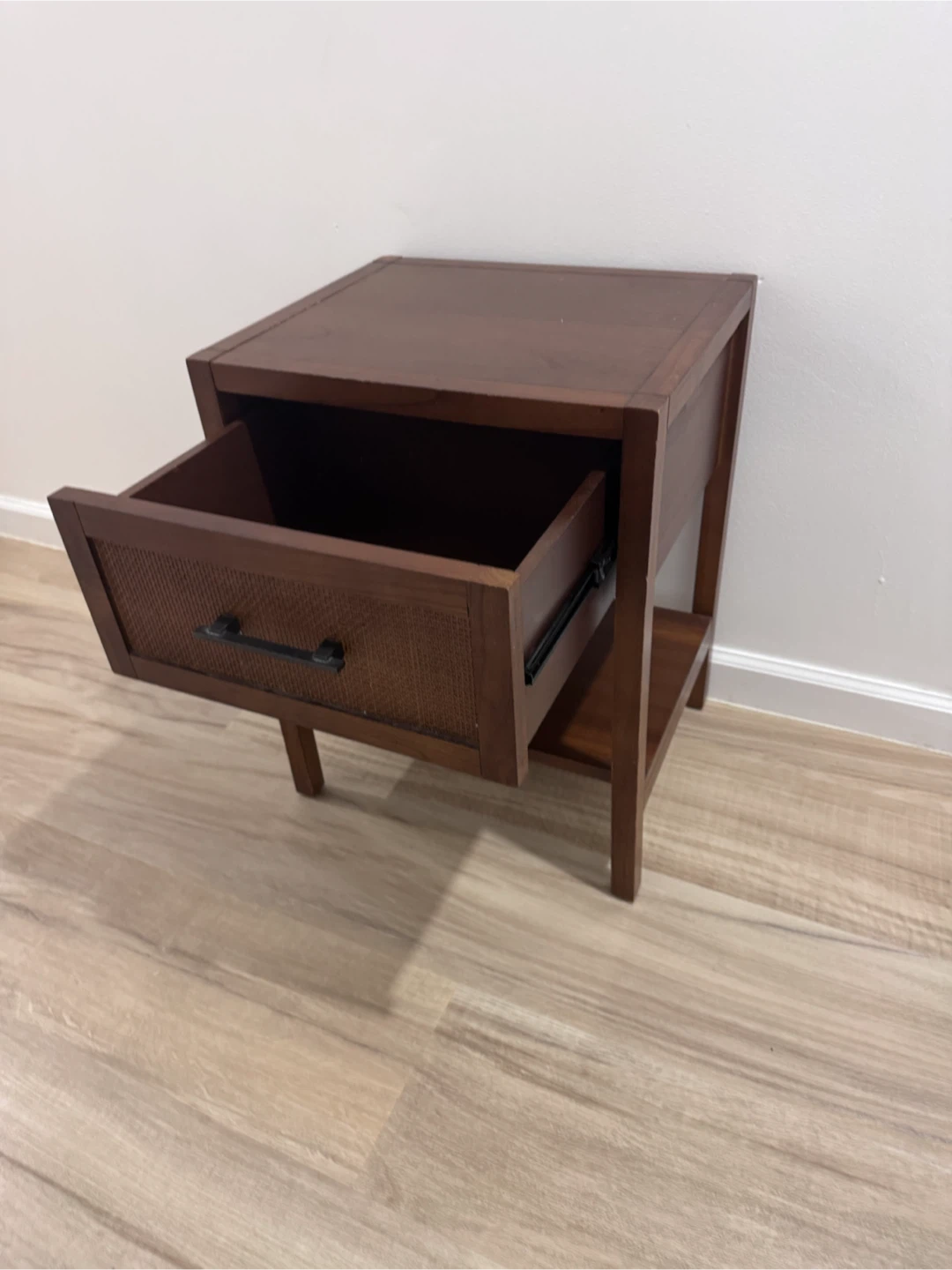Wooden Nightstand with Drawer and Shelf - photo 5