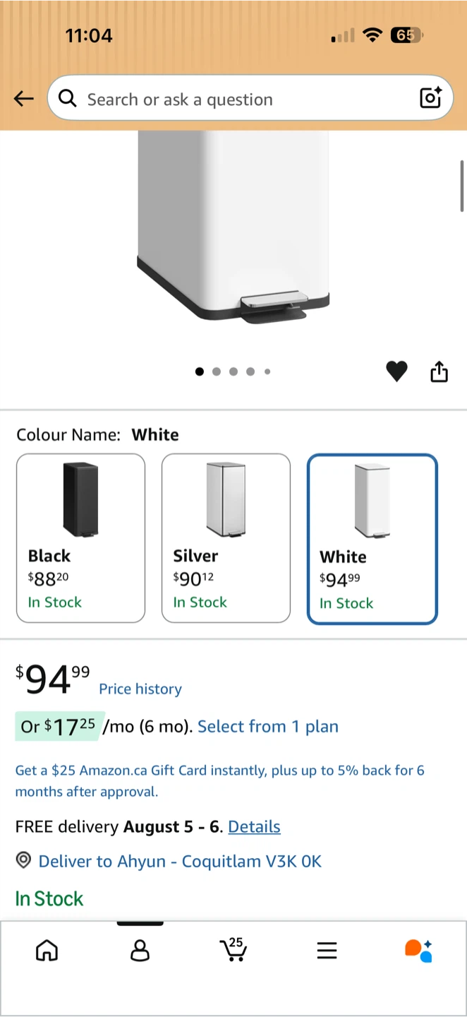 Homcom 20L Garbage Can, White - photo 2