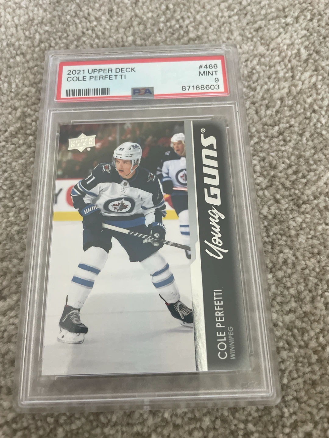 (PSA 9) 2021 Upper Deck Young Guns Cole Perfetti Hockey Card