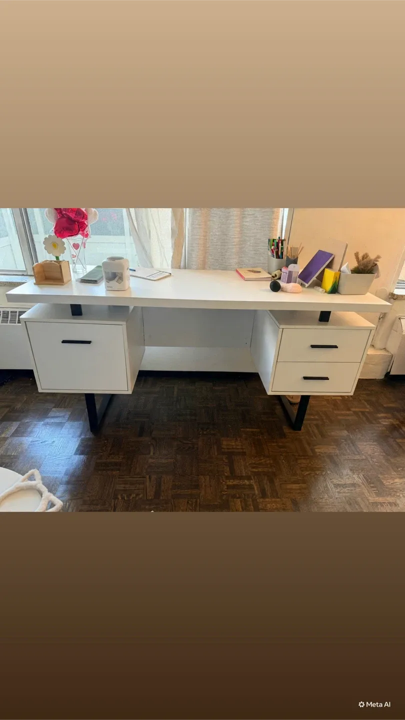 White Desk with Drawers