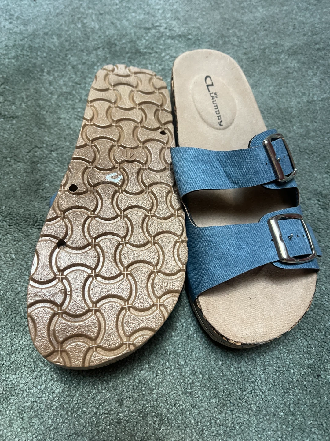 CL by Laundry Blue Double Strap Slides Size 10 - photo 3