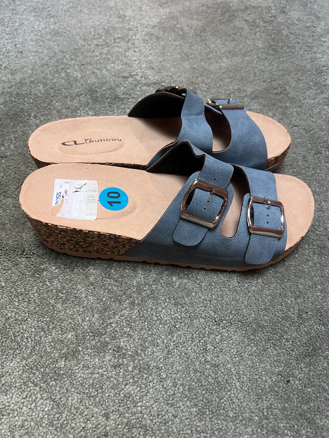 CL by Laundry Blue Double Strap Slides Size 10 - photo 4