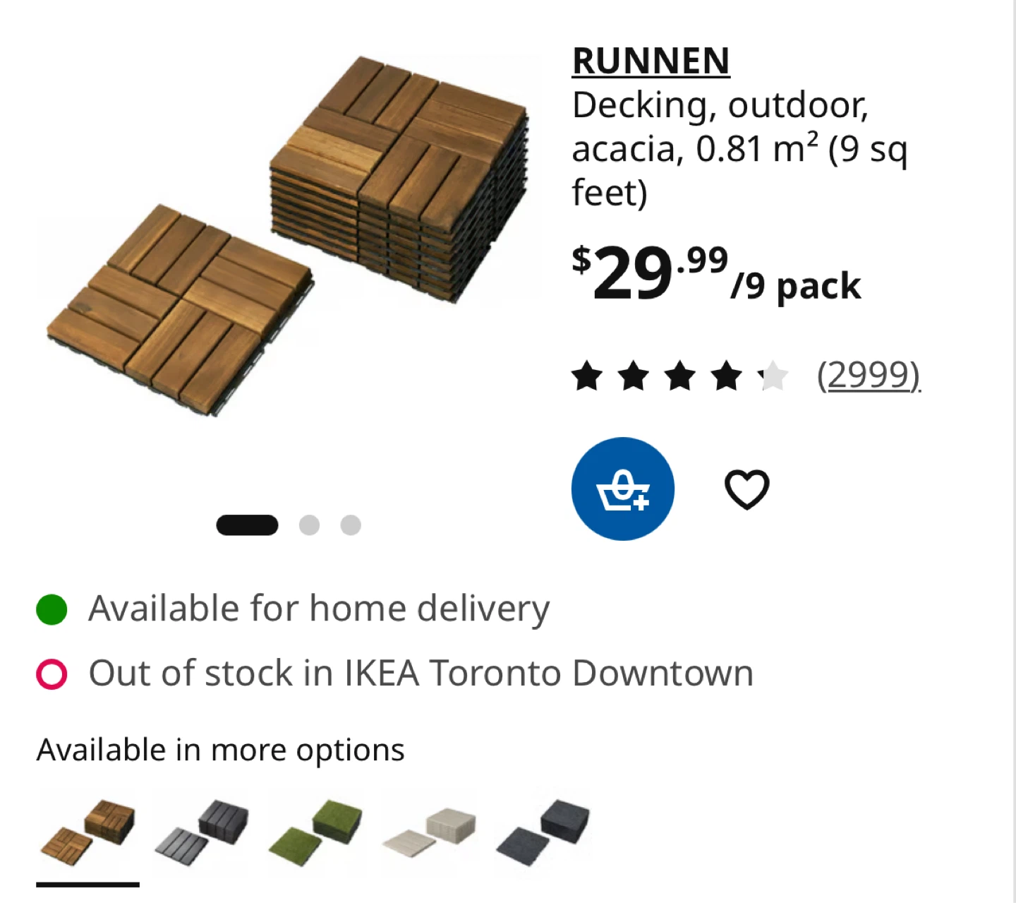 IKEA RUNNEN Acacia Decking Tiles–27pcs (Like New) - photo 3